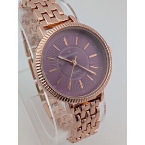 Boussivie Watch Women 31mm Rose Gold Case Purple Dial 8" Band- New Battery
